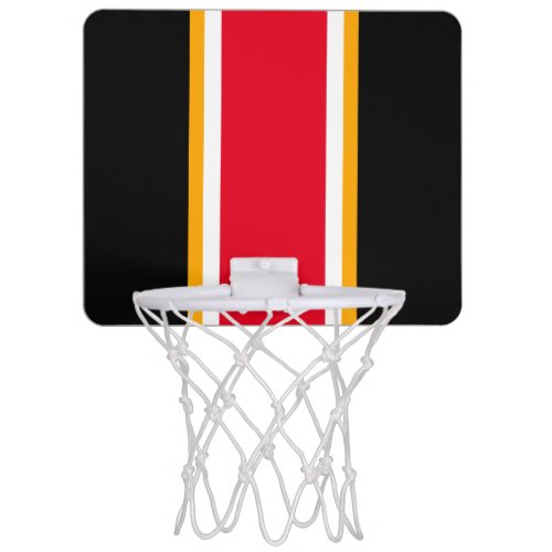 Fun Sporty Red Yellow White Black Racing Stripes Mini Basketball Hoop