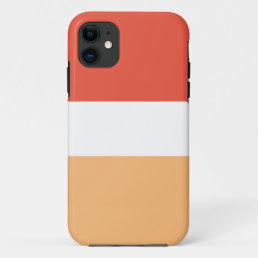 Fun Sporty Retro Two Tone Orange White Stripes iPhone 11 Case