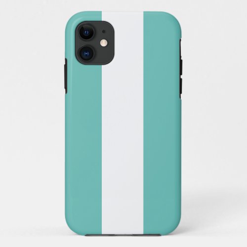 Fun Sporty Sleek Light Teal White Summer Stripes iPhone 11 Case