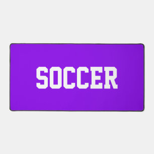 Fun Sporty SOCCER White Text On Bright Purple Desk Mat