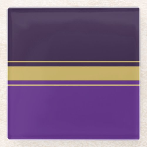 Fun Sporty Two Tone Purple Sleek Racing Stripes  Glass Coaster