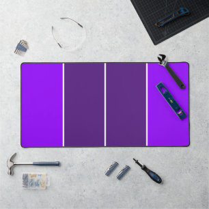 Fun Sporty Two Tone Purple White Racing Stripes Desk Mat