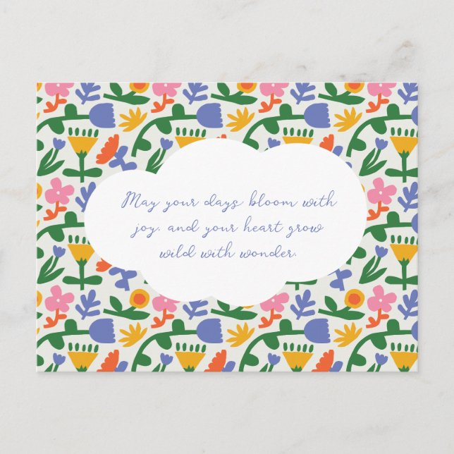Fun Spring Floral Pattern Postcard (Front)