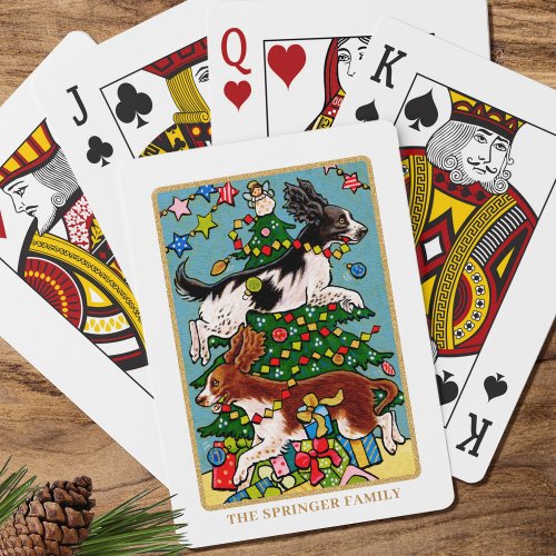 Fun Springer Spaniel Christmas Custom Playing Cards