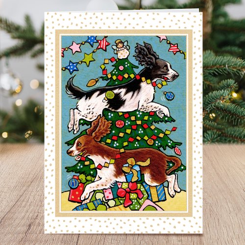 Fun Springer Spaniel Dog Christmas Custom Holiday Card