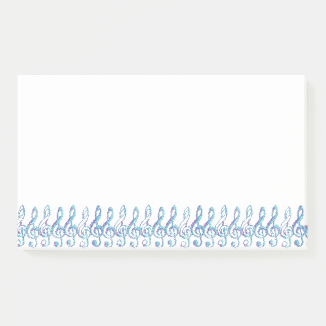 Fun Squiggly Rainbow Treble Clefs Post-it Notes (Front)