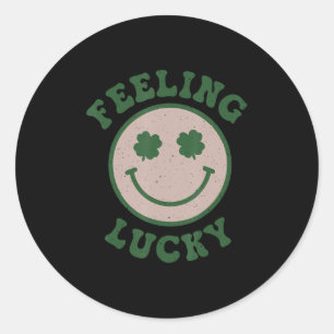 Fun St Patrick Day Feeling Lucky Smile Face Meme Classic Round Sticker