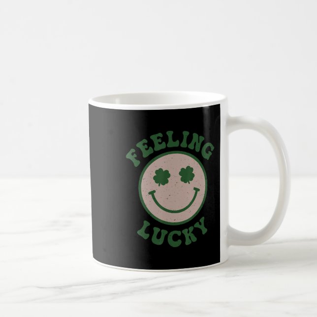 Fun St Patrick Day  Feeling Lucky Smile Face Meme  Coffee Mug (Right)