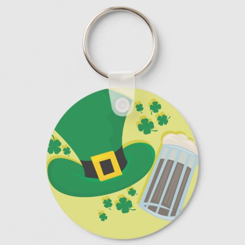 Fun St Patricks Day Beer Design Keychain