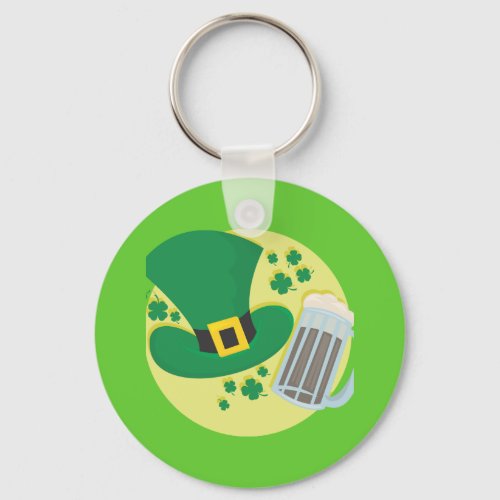 Fun St Patricks Day Beer Design Keychain