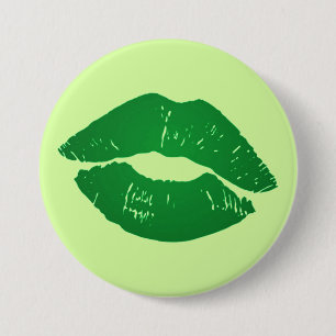 Fun St. Patrick's Day Irish Kiss Green Lips Pinback Button
