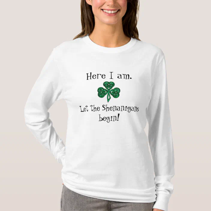 TEEAMORE Let The Shenanigans Begin St Patricks Day Irish Light Grey Shirt Saint Outfits