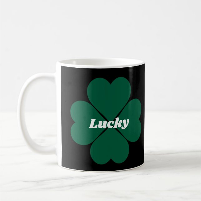 Fun St. Patty’s Shamrocks green lucky clover Coffee Mug (Left)