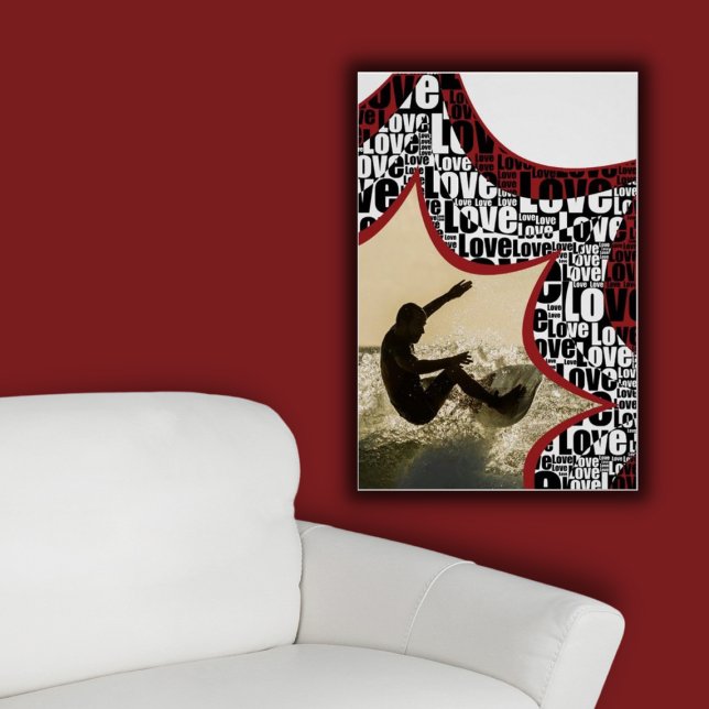 Fun Star-Burst Black & White Love Activity Poster (Love Surfing, Custom Image Poster)