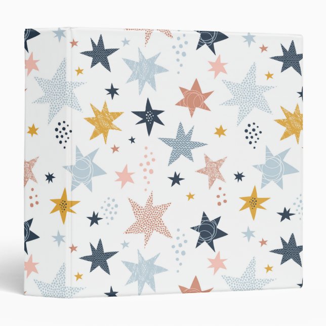 Fun Star Pattern 3 Ring Binder (Front/Spine)