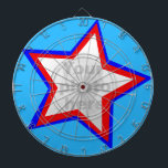 Fun star red & blue add your own photo dart board<br><div class="desc">A fun star photo dart board in red,  and blue hues. Designed for you to add in the photo of your choice. Produced by Sarah Trett. Would make a fun gift for a friend or the boss.</div>