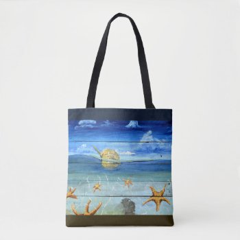 Fun Starfish Sky 2 Tone Pattern Tote Bag by yotigo at Zazzle