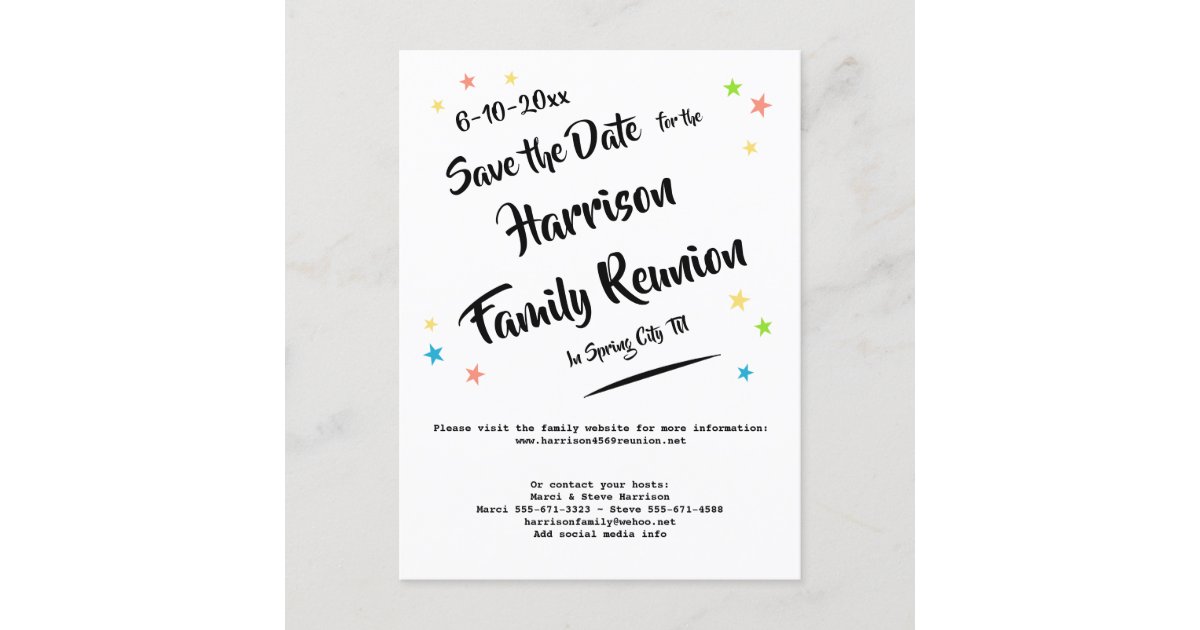 Fun Family Reunion or Party Save the Date Announcement Postcard, Zazzle