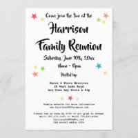 Fun Stars Family Reunion Party or BBQ Invitation