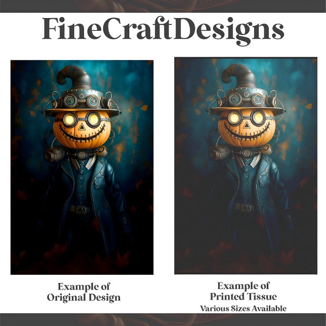 Fun Steampunk Halloween Pumpkin Man E9L Decoupage Tissue Paper (Creator Uploaded)