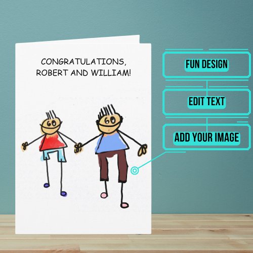 Fun Stick Figure Gay Wedding Congratulations Card