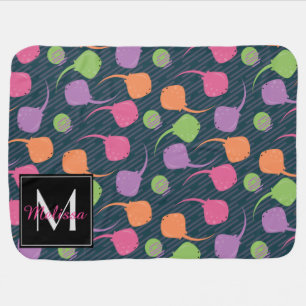 Fun Stingray Neon Colorful Nursery Monogram Baby Blanket