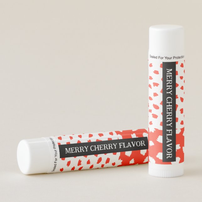 Fun stocking stuffer Merry Cherry flavor beeswax  Lip Balm (Front)