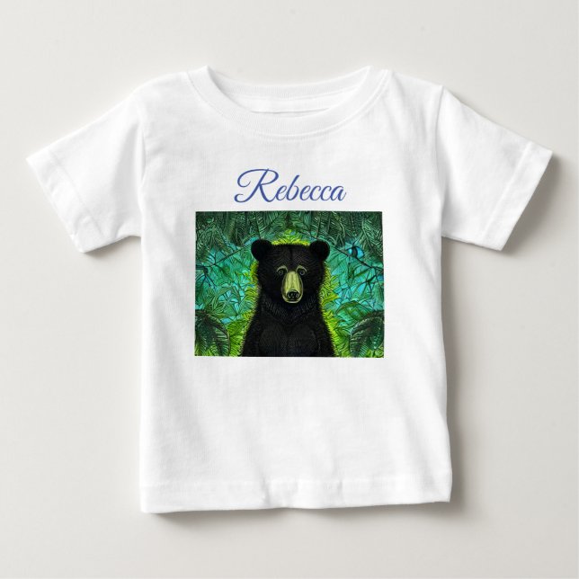 Fun Storybook Little Black Bear Baby T-Shirt (Front)