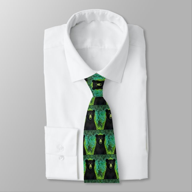 Fun Storybook Little Black Bear Neck Tie (Tied)