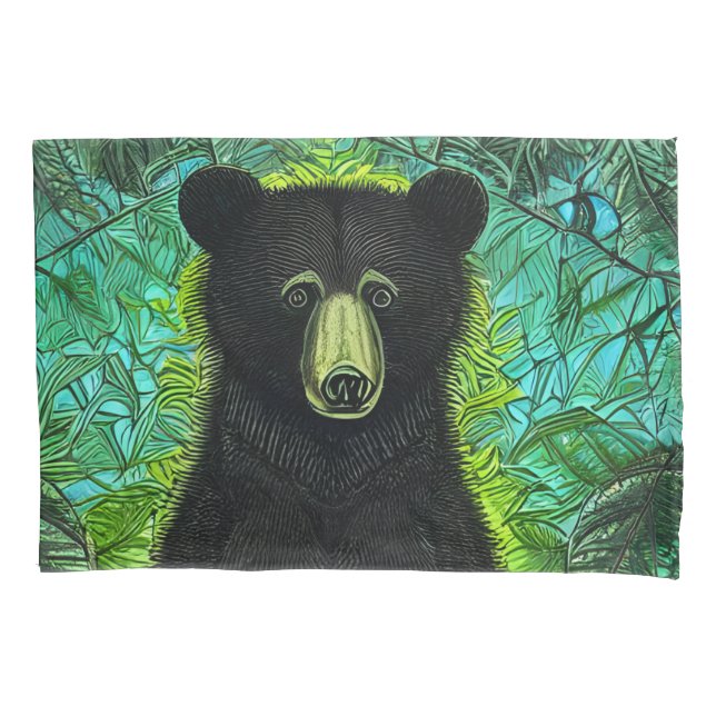 Fun Storybook Little Black Bear Pillow Case (Front)