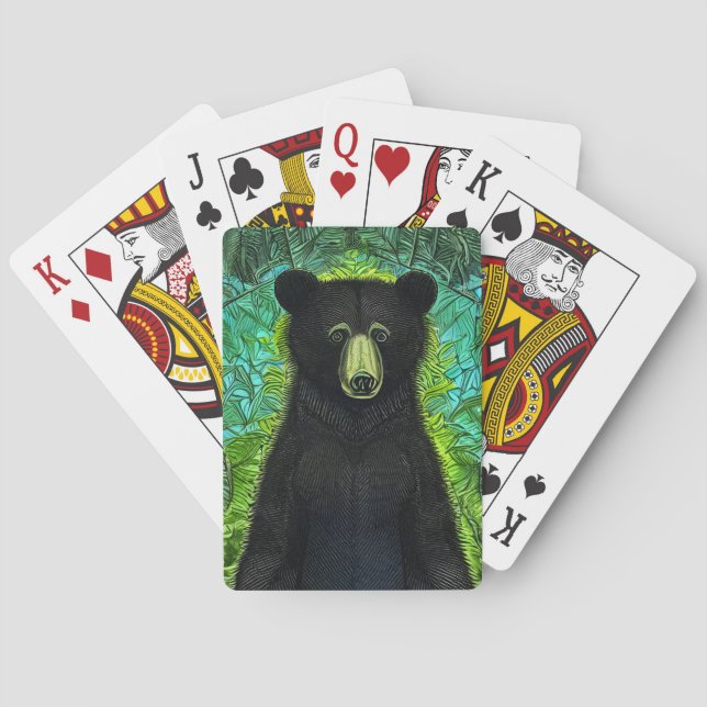 Fun Storybook Little Black Bear Poker Cards (Back)
