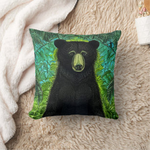 Fun Storybook Little Black Bear Throw Pillow