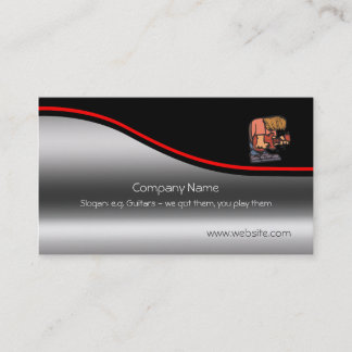 Fun Straight-arm Guitarist Metallic-look template Business Card