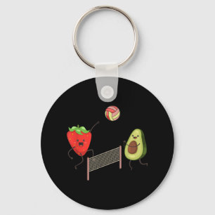 Fun Strawberry Avocado Playing Volleyball Gift Tee Keychain