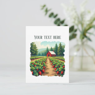 Fun strawberry farm customizable postcard