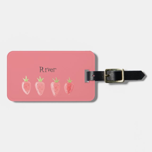 Fun Strawberry Girl’s Luggage Tag (Front Horizontal)