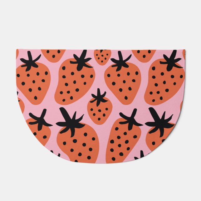 Fun strawberry, hand-drawn seamless design. doormat (Front)