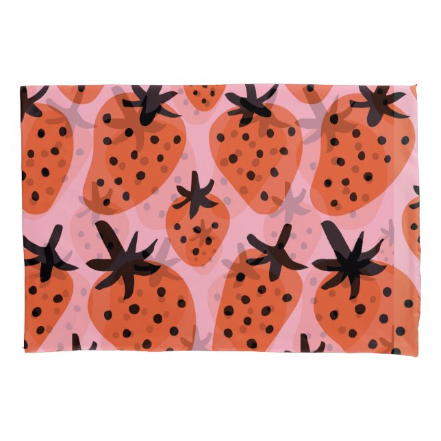 Fun strawberry, hand-drawn seamless design. pillow case (Front)