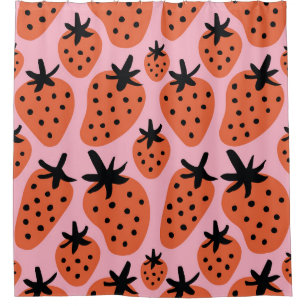 Fun strawberry, hand-drawn seamless design. shower curtain