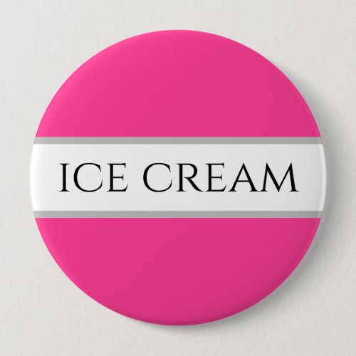 Fun Strawberry ICE CREAM Pink White Stripes Button