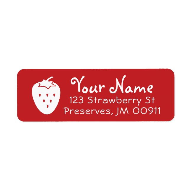 Fun Strawberry Return Address Labels White on Red