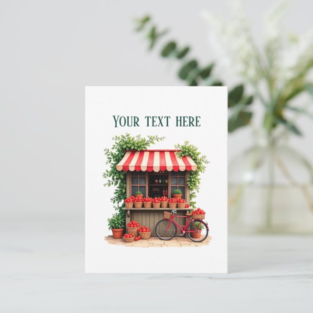 Fun strawberry vendors customizable postcard (Standing Front)