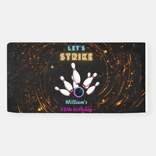 Fun Strike cool blue sports Bowling 10th Birthday Banner