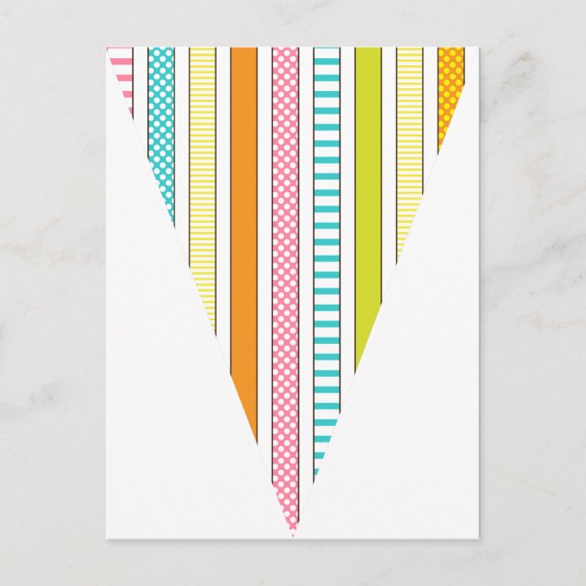 Fun Stripe and Polka Dot Colorful Flag Bunting Postcard (Front)