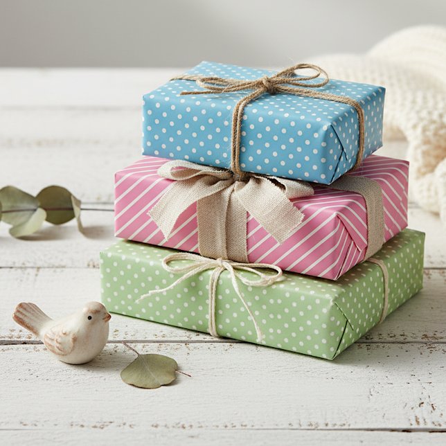 Fun Stripe And Polka Dot Wrapping Paper Sheets (Creator Uploaded)