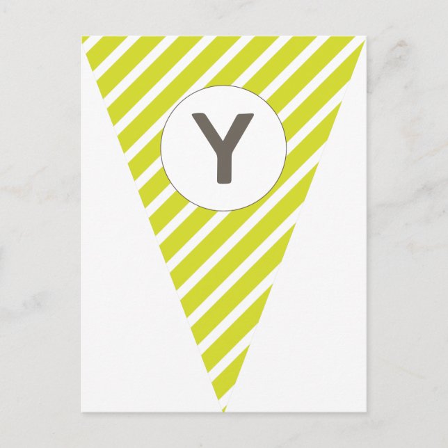 Fun Stripe Lime Green Customizable Flag Bunting Postcard (Front)