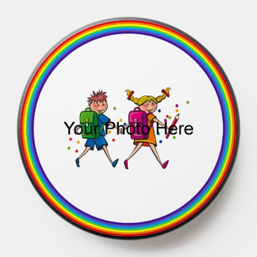 Fun Striped Border for Photo Uploads PopSocket