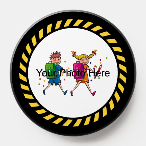 Fun Striped Border for Photo Uploads PopSocket