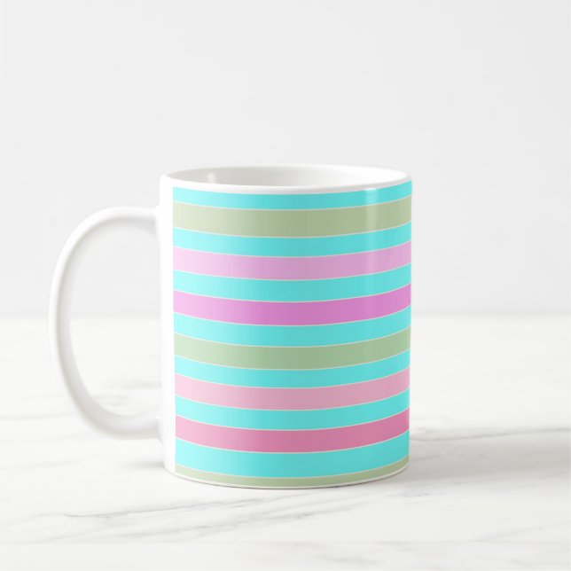 Fun striped lined lines pastel summer colors coffee mug (Left)