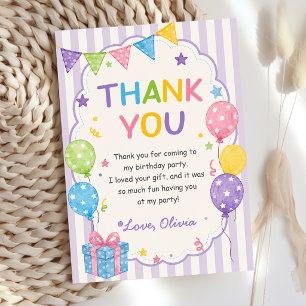 Fun Stripes Colorful Birthday Thank You Card